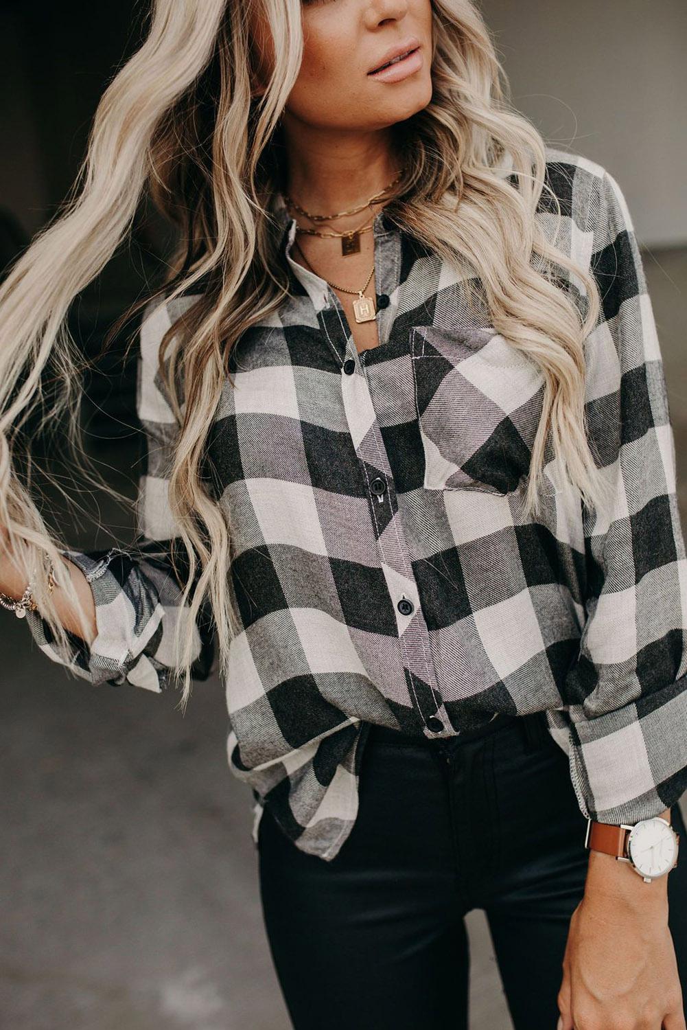 Plaid Flannel Shirt - Trendy Button-Up for Fall