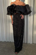 BEADED FRINGE MAXI SKIRT