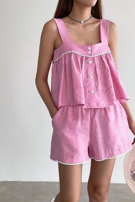WIDE STRAPS TOP SKIRT SET
