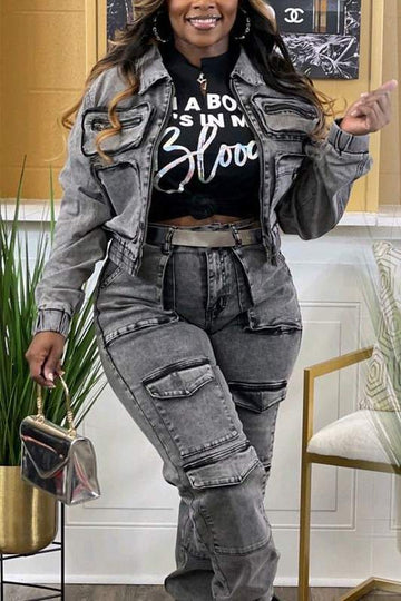 DENIM JACKET AND PANTS SET