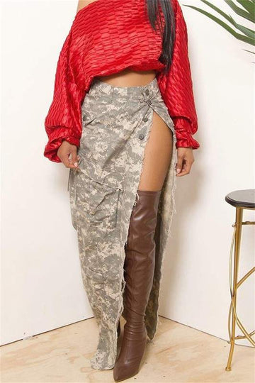 CAMO HIGH SLIT SKIRTS