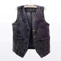  V NECK DENIM VEST  CELEBRITY  VEST TOP WAISTCOAT