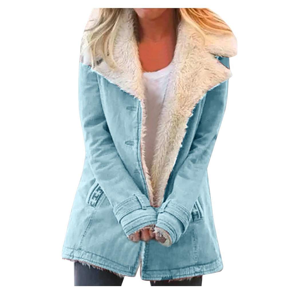  LONG SLEEVE PLUS VELVET WARM COTTON PADDED JACKET COAT WOMEN 