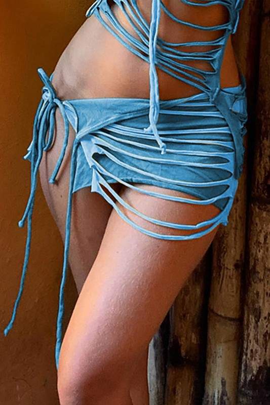 RIPPED CUTOUT MINI SKIRT
