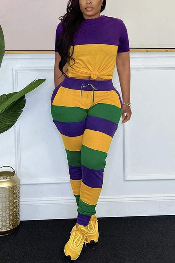 STRIPED T SHIRT AND PANTS SET