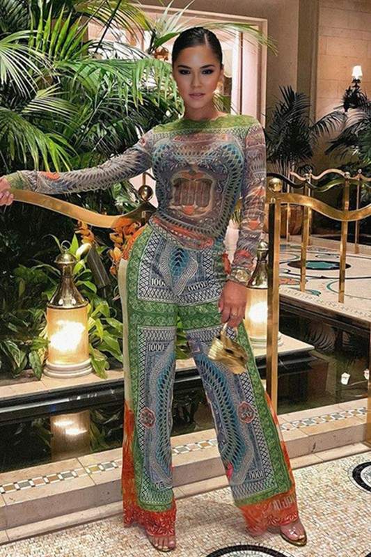 GRAPHIC MESH SHIRT AND PANTS SET