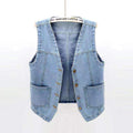  V NECK DENIM VEST  CELEBRITY  VEST TOP WAISTCOAT