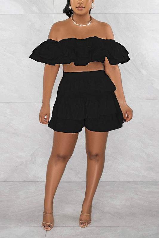 RUFFLE TOP AND SHORTS SET