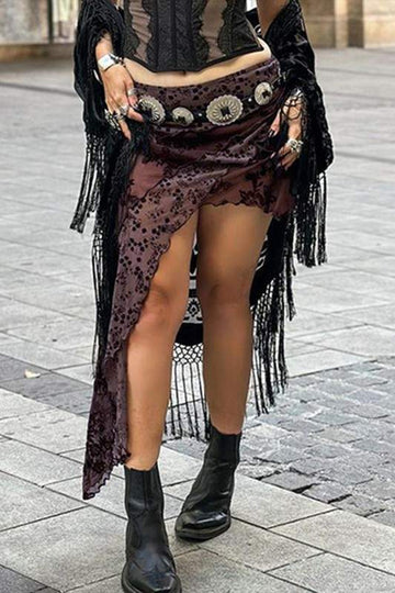 IRREGULAR HEM MESH MINI SKIRT