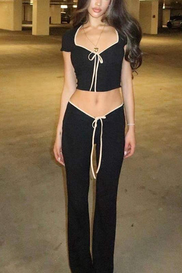 CROP TEE AND PANTS SET
