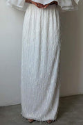 BEADED FRINGE MAXI SKIRT
