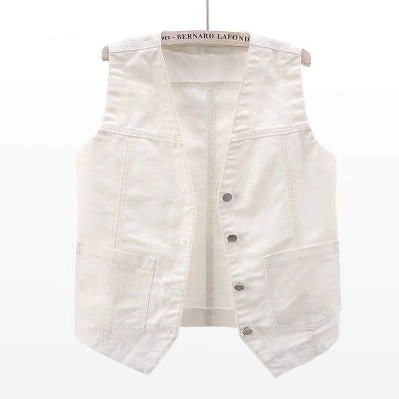  V NECK DENIM VEST  CELEBRITY  VEST TOP WAISTCOAT