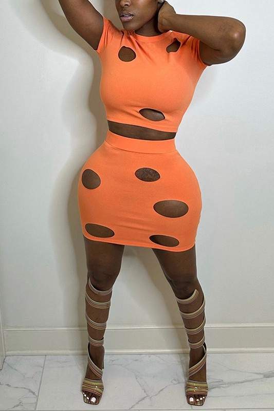 CUTOUT TOP AND SKIRT SET