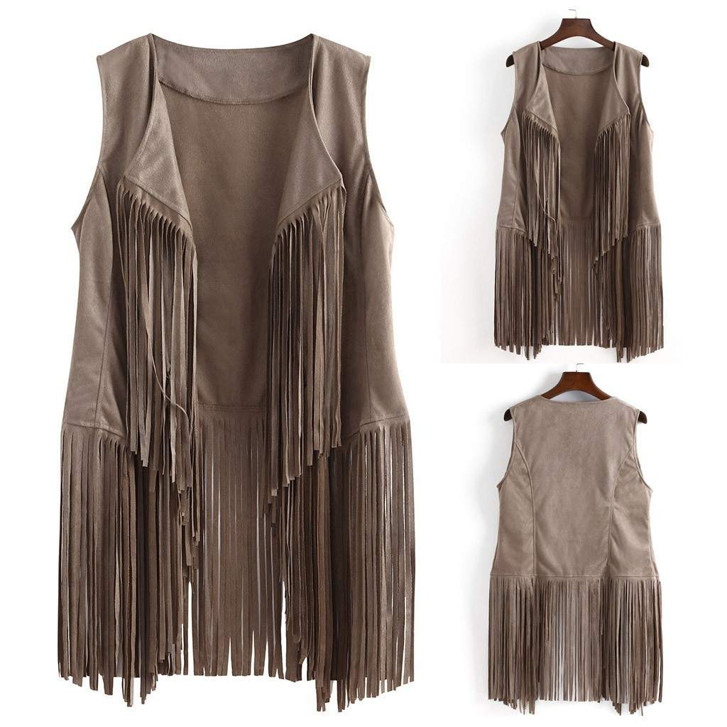  TASSEL VEST SLEEVELESS CARDIGAN TRENDY