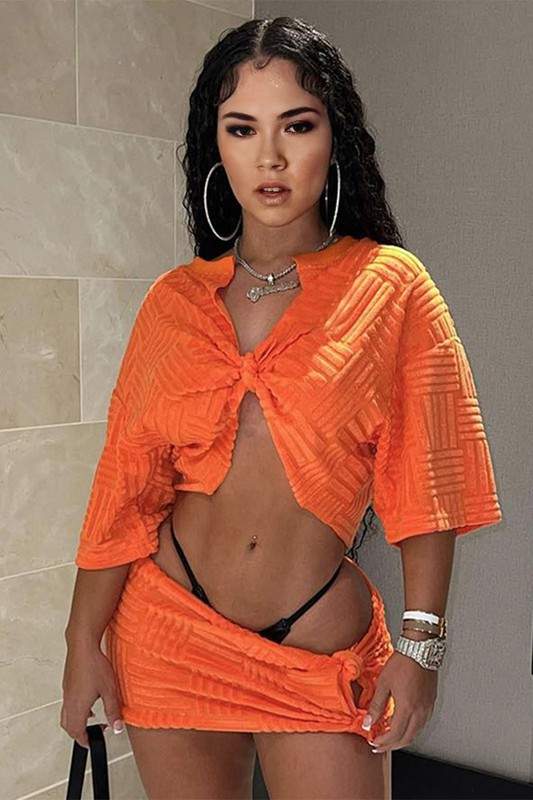 SPLIT SHIRT AND SKIRT SET