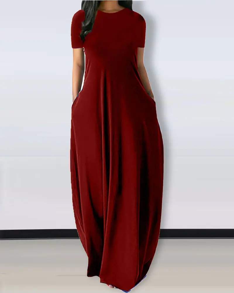 Casual Maxi Dress, Flowy Sundress with Pockets