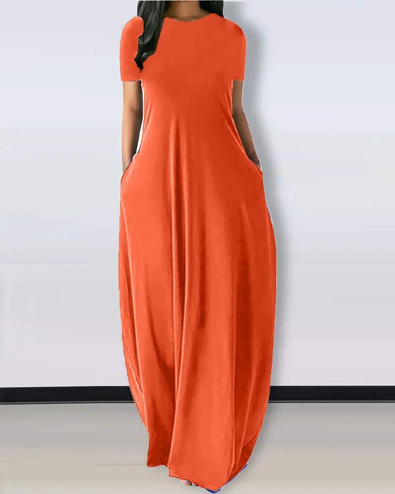 Casual Maxi Dress, Flowy Sundress with Pockets