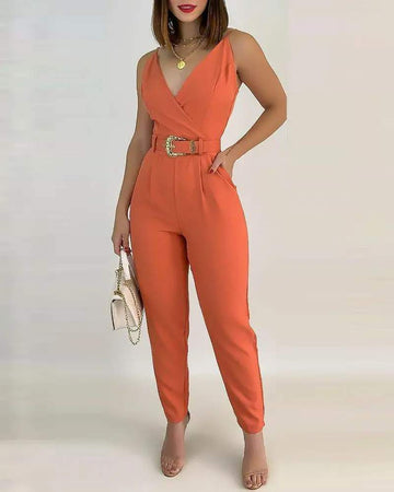 V-Neck Casual Jumpsuit for Easy Styling