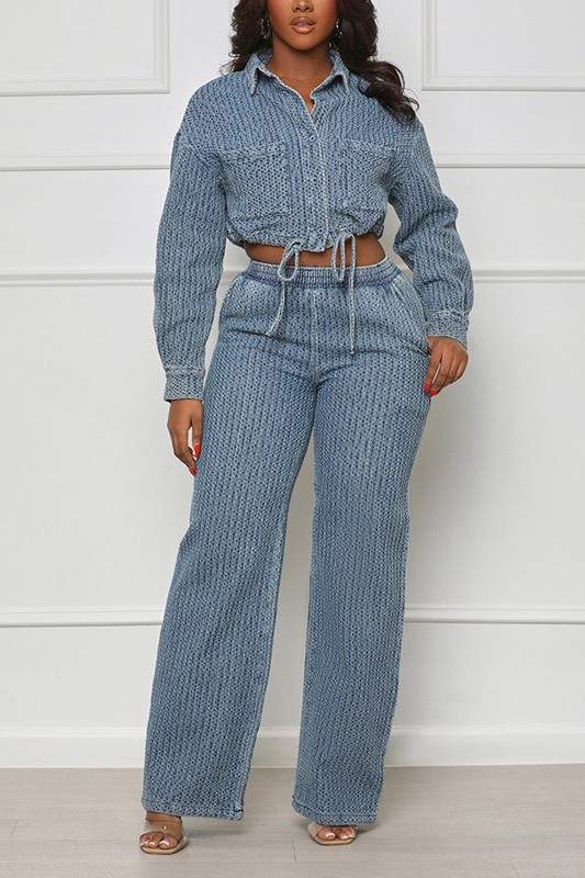 COLLARED TOP AND PANTS SET