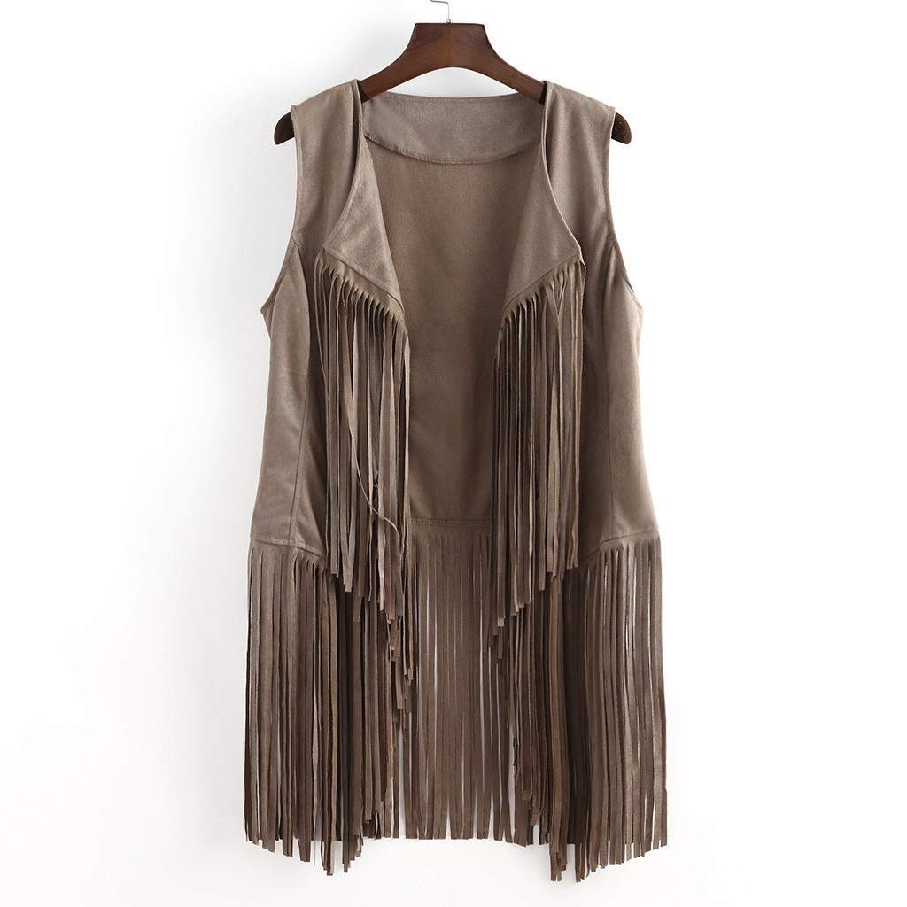  TASSEL VEST SLEEVELESS CARDIGAN TRENDY