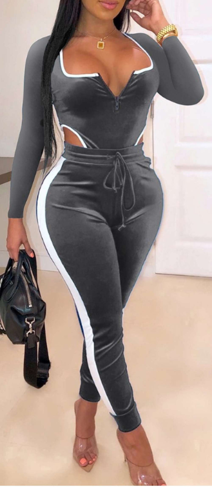 Chic Long Sleeve Jumpsuit with Cutouts
