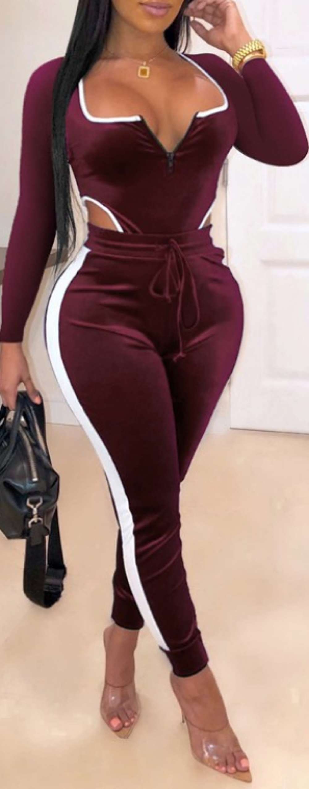 Chic Long Sleeve Jumpsuit with Cutouts