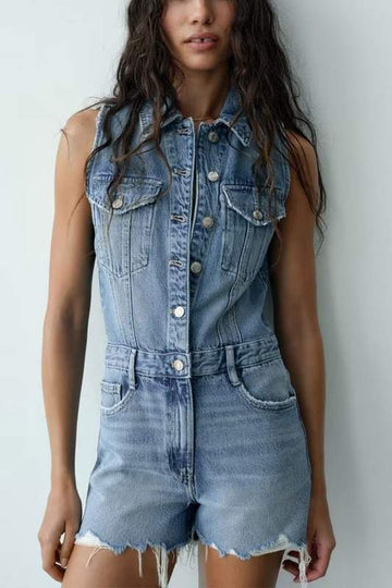 DENIM TANK ROMPER