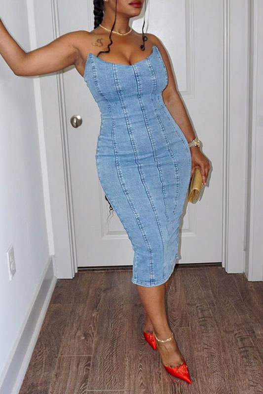 DENIM SLEEVELESS DRESS