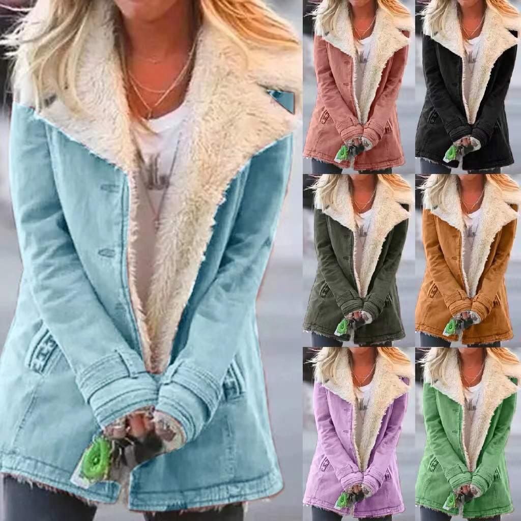  LONG SLEEVE PLUS VELVET WARM COTTON PADDED JACKET COAT WOMEN 