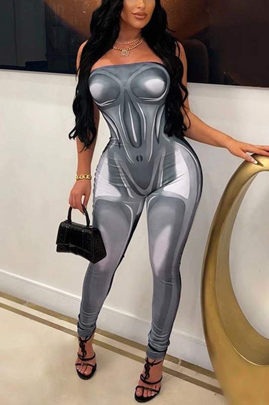 STRAPLESS GRAPHIC JUMPSUIT