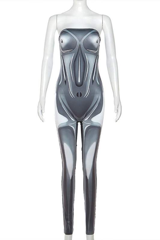 STRAPLESS GRAPHIC JUMPSUIT