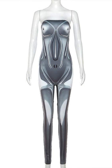 STRAPLESS GRAPHIC JUMPSUIT
