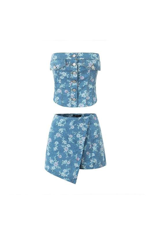 FLORAL PRINT TOP SKIRT SET