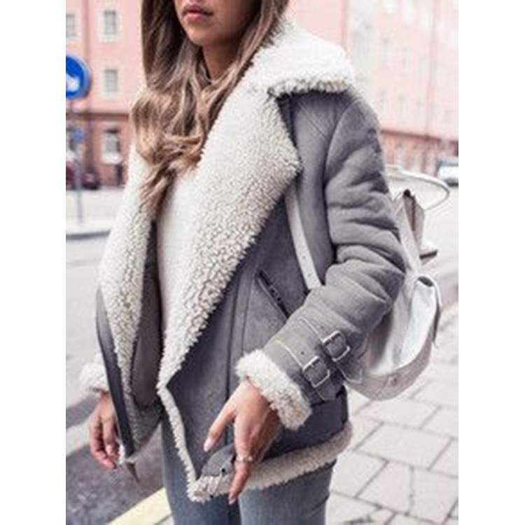 EXPLOSIONS LOCOMOTIVE DEERSKIN VELVET LAMB COAT WOMEN S LAPEL FUR COTTON COAT