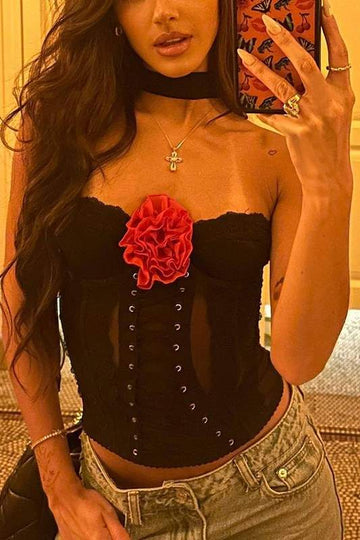 HALTER LACE BUSTIER TOP