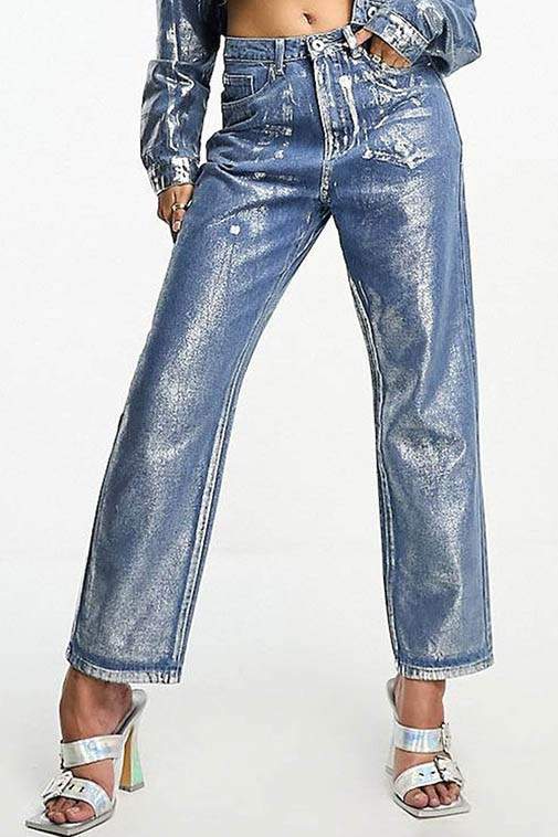 VINYL STYLE SHINY LONG PANTS