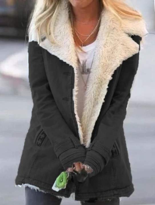  LONG SLEEVE PLUS VELVET WARM COTTON PADDED JACKET COAT WOMEN 