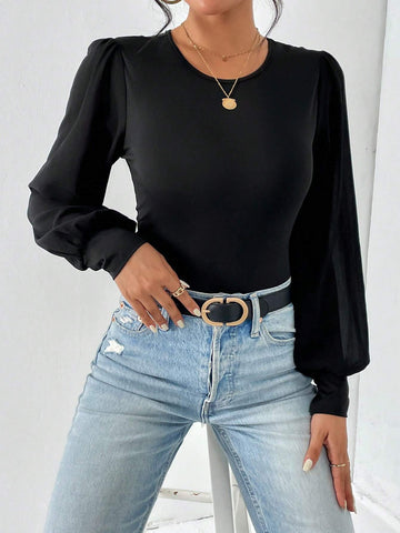 PRIV SOLID LANTERN SLEEVE BODYSUIT