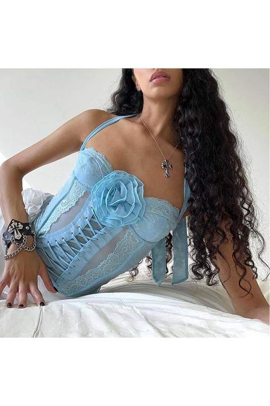 HALTER LACE BUSTIER TOP