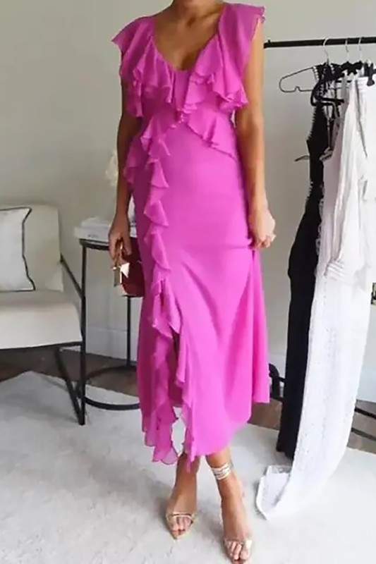 RUFFLED MIDI DRESS