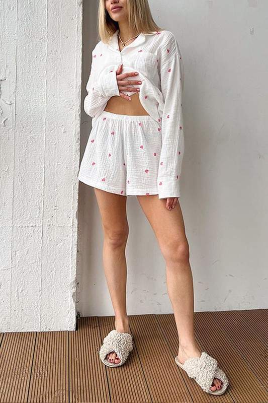 HEART PRINT TOP AND SHORTS SET