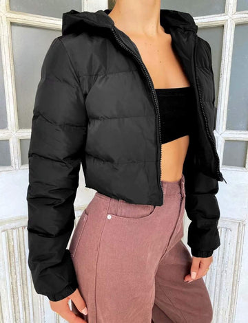 URBAN CASUAL SHORT HOODED COTTON PADDED JACKET