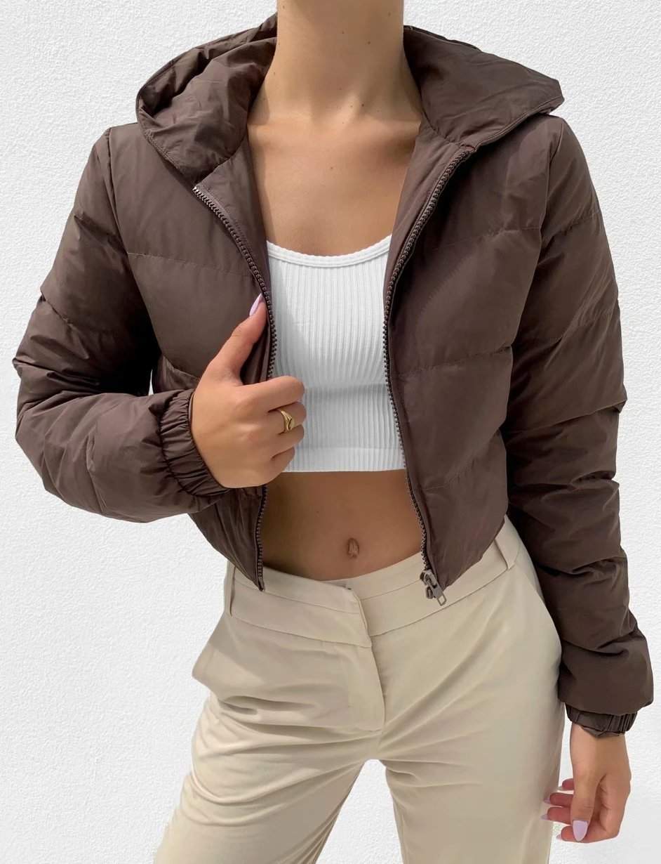 URBAN CASUAL SHORT HOODED COTTON PADDED JACKET