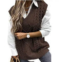SWEATER VEST  VEST CLIP V NECK SLEEVELESS TWIST SWEATER