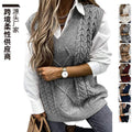 SWEATER VEST  VEST CLIP V NECK SLEEVELESS TWIST SWEATER
