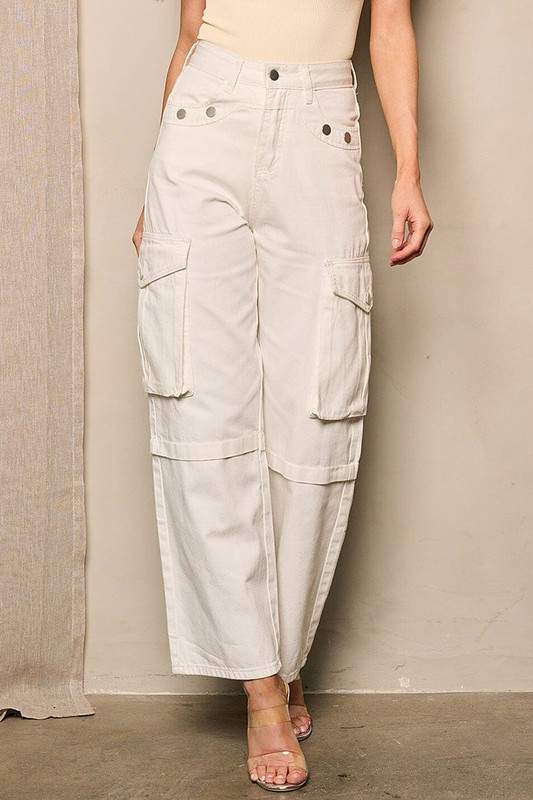 HIGH WAIST WIDE LEG CARGO PANTS