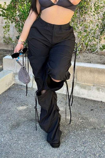 RUCHED DRAWSTRING CARGO PANTS
