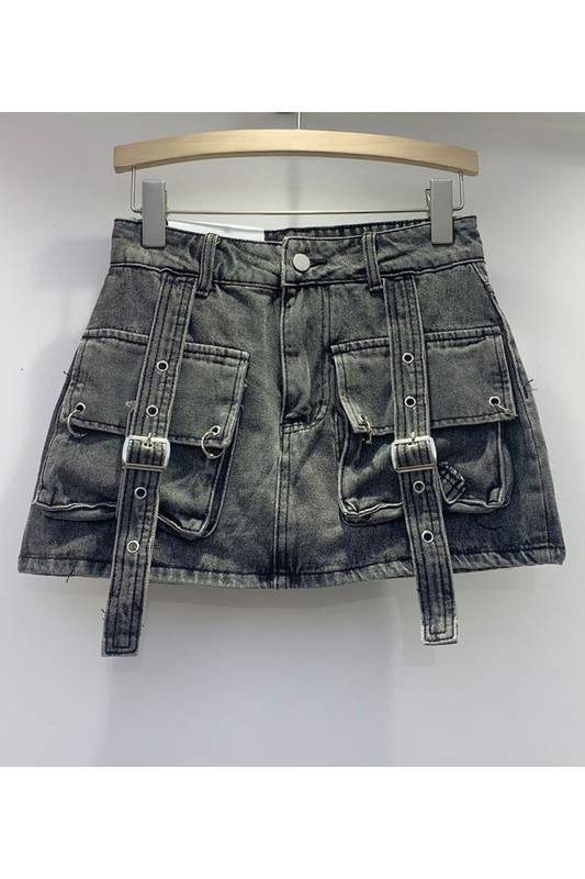 POCKET TIE BELT MINI SKIRT