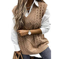 SWEATER VEST  VEST CLIP V NECK SLEEVELESS TWIST SWEATER
