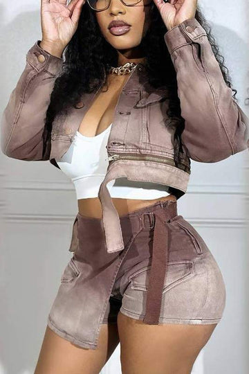DENIM JACKET AND SHORTS SET